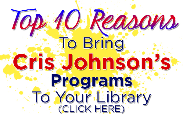 Top 10 Reasons Library, mind control, mind control assembly, Cris Johnson, elementary school assembly, library show
